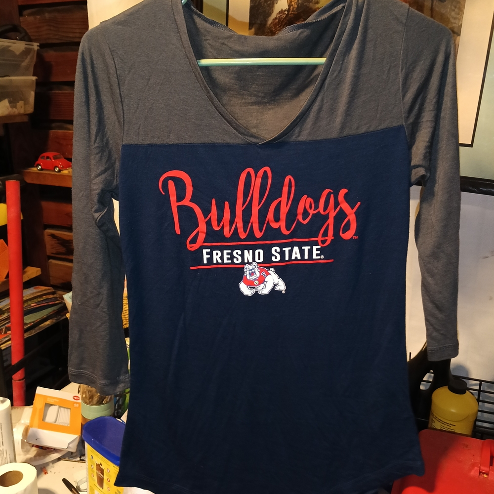 Fresno State Bulldogs Women's Long Sleeve Tee - Navy and Gray